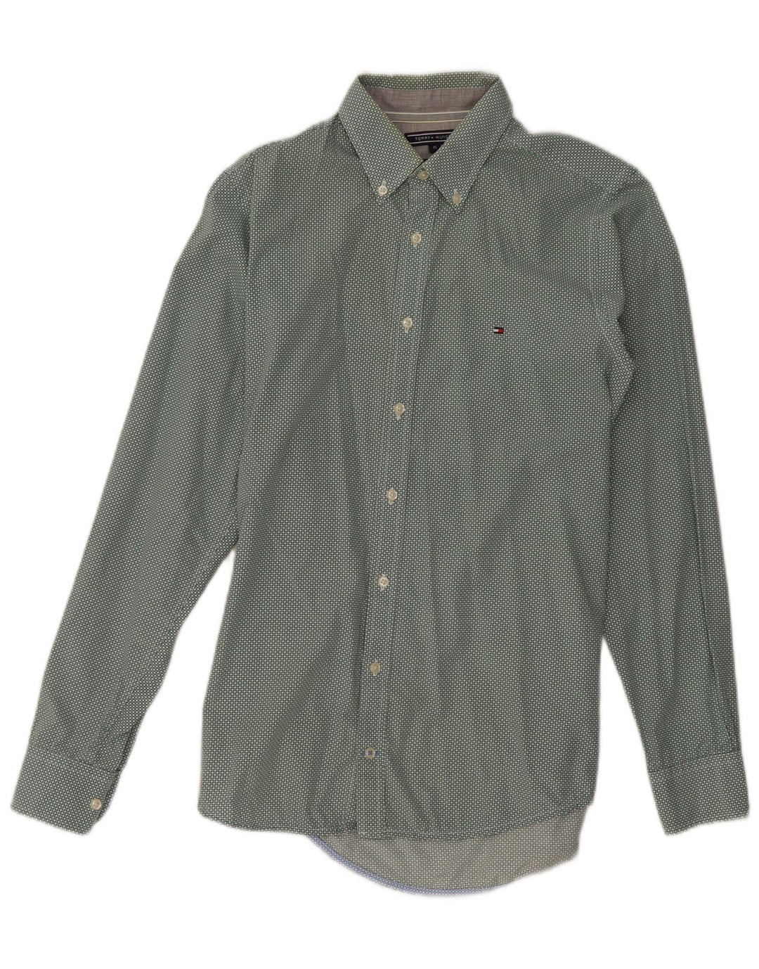 Camisa Tommy Hilfiger Hombre Slim Fit Verde Medio Moteado