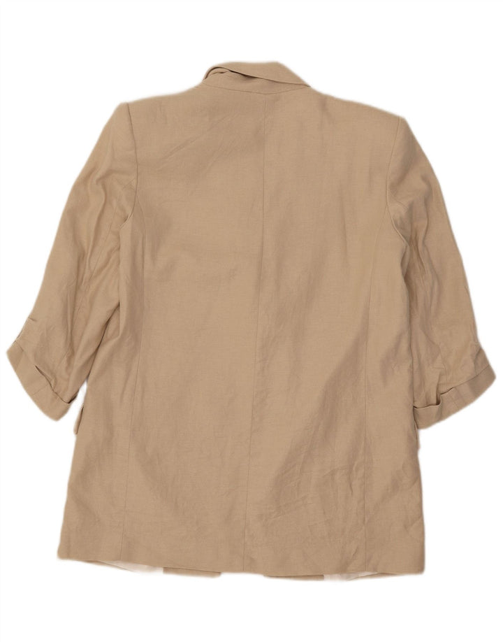Zara Mujer Chaqueta Americana Abierta Manga 3/4 UK 42 Medium Beige