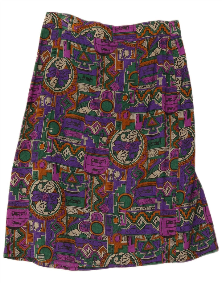 Vintage mujer abrigo falda W28 medio multicolor geométrico