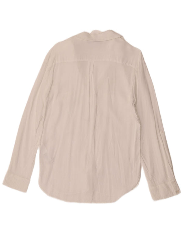 Zara Mujer Blusa Camisa UK 42 Medium Viscosa Blanca