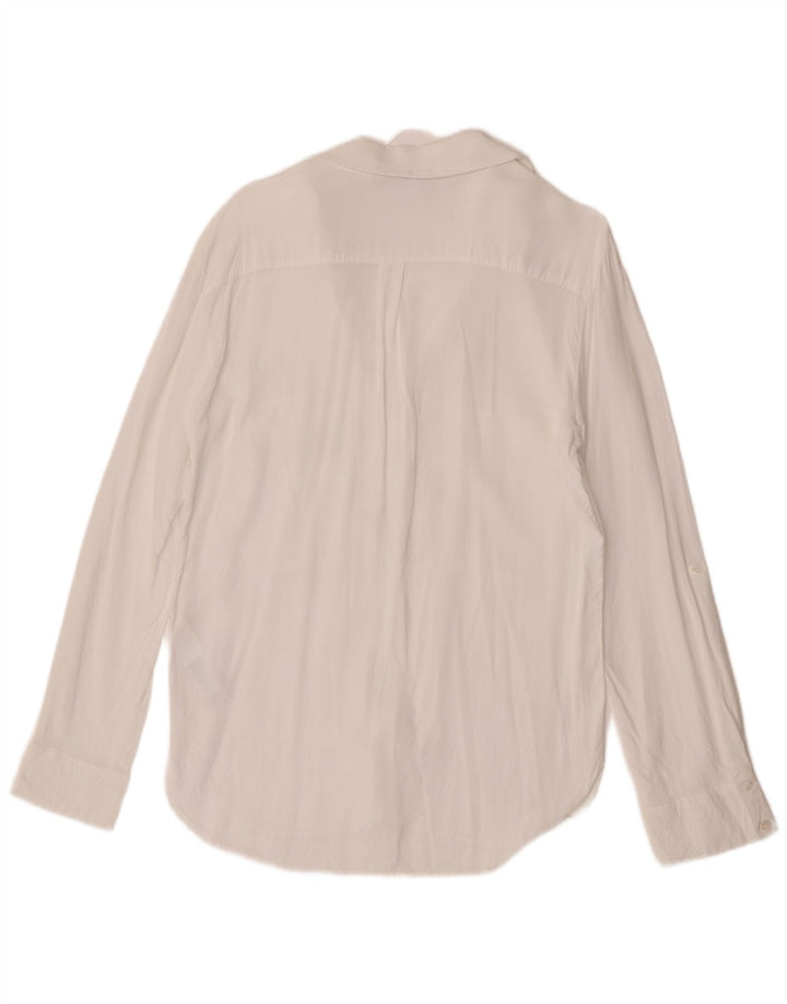 Zara Mujer Blusa Camisa UK 42 Medium Viscosa Blanca