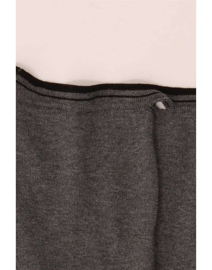 Zara Hombre Jersey Cárdigan Grande Algodón A Rayas Gris
