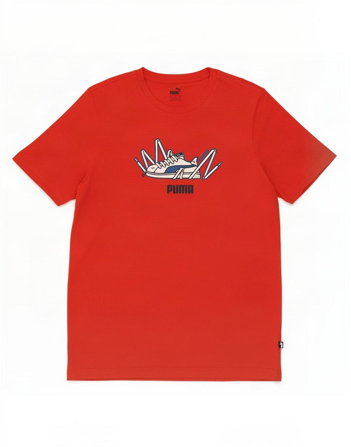 Puma - Camiseta gráfica para hombre, parte superior de algodón rojo mediano