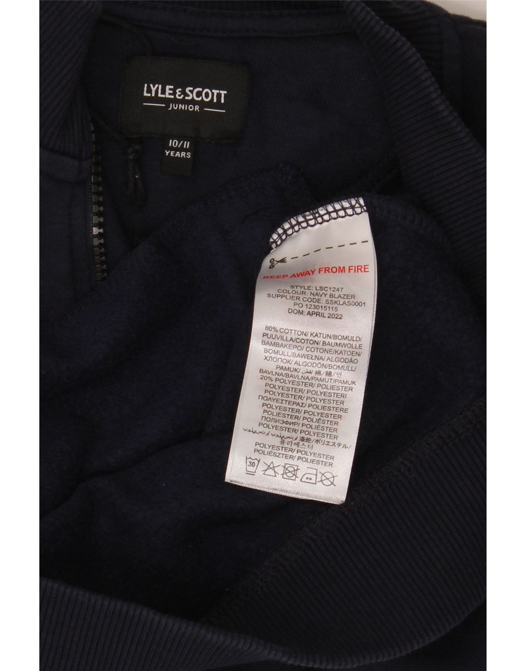 Lyle & Scott Chaqueta de chándal para niños 10-11 años Azul Marino Algodón