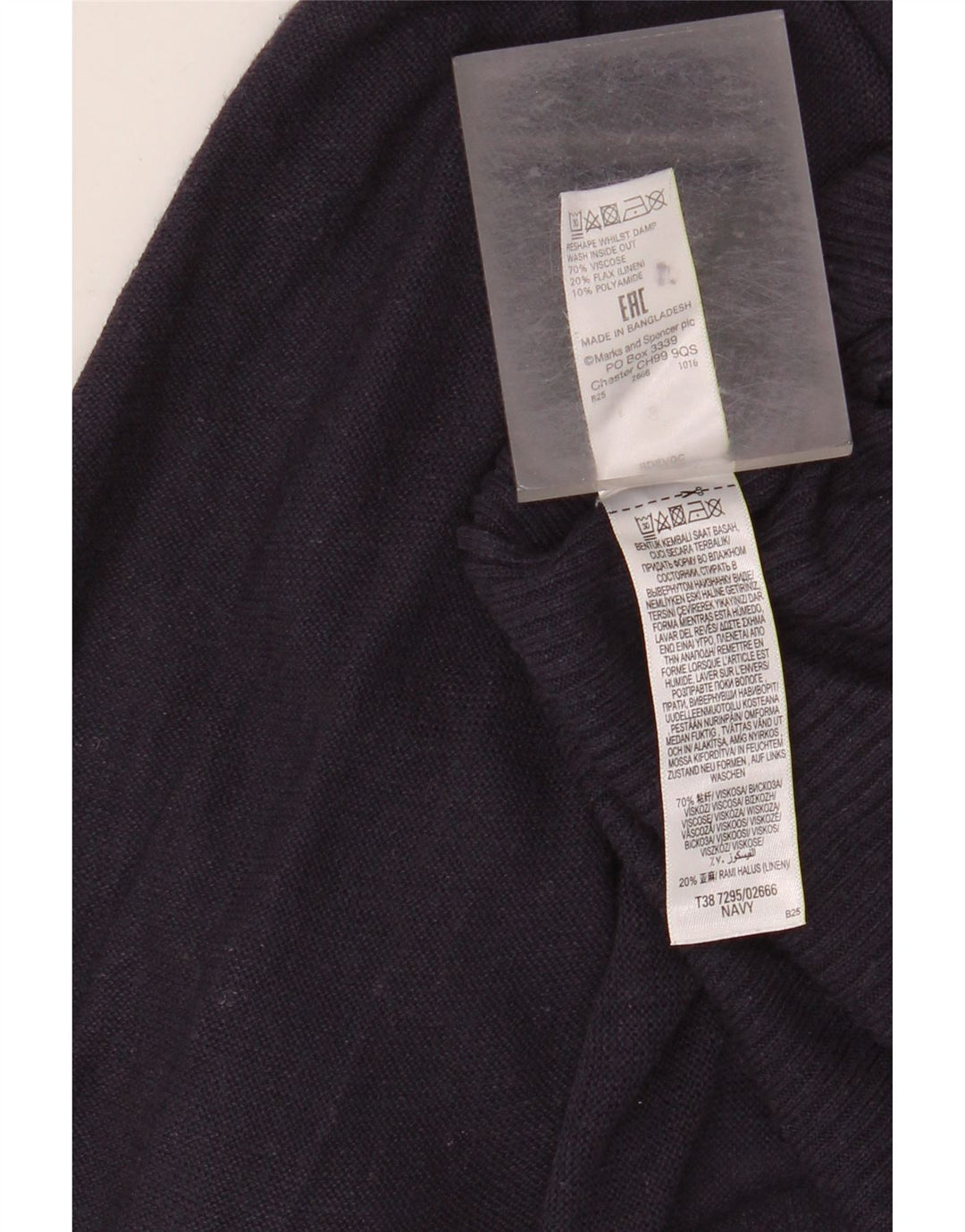 MARKS & SPENCER Suéter tipo cárdigan largo para mujer UK 10 Small Azul marino