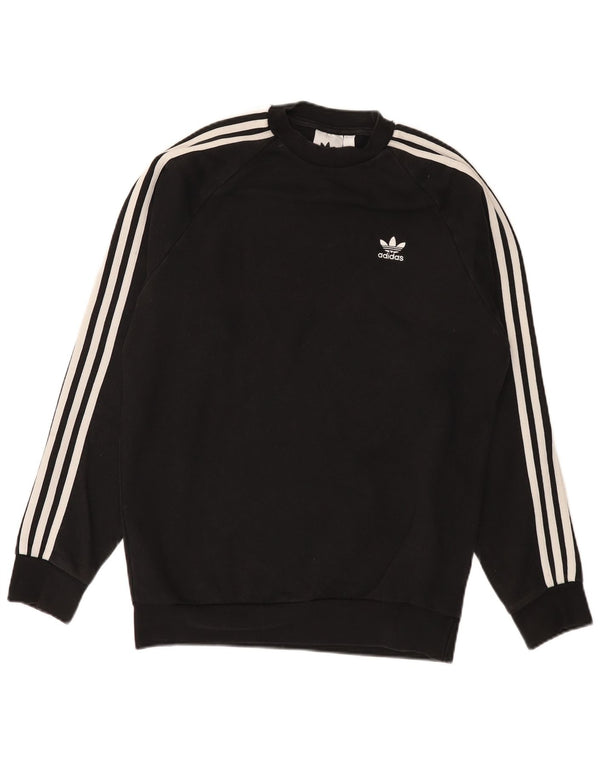 Adidas Hombre Regular Fit Sudadera Jumper Pequeño Negro Algodón Deportes