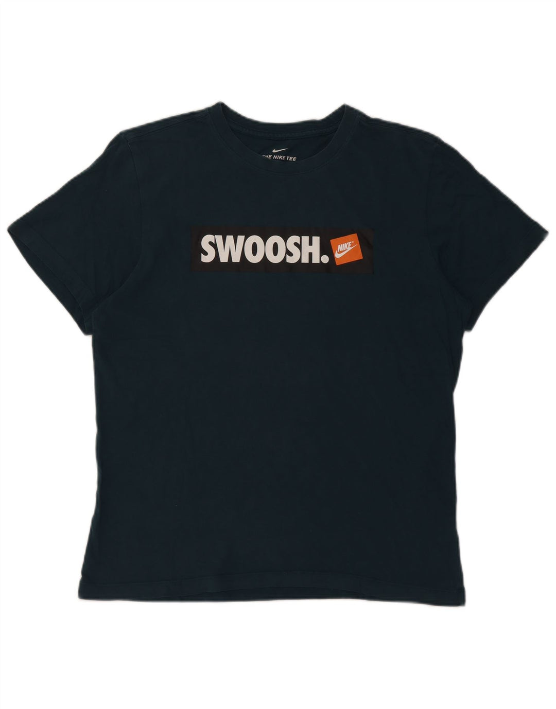 Nike Camiseta con gráfico Swoosh para hombre, parte superior de algodón azul medio