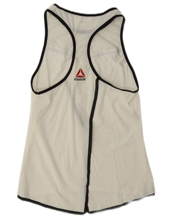 Reebok Camiseta sin mangas gráfica para mujer UK 8/10 Small White