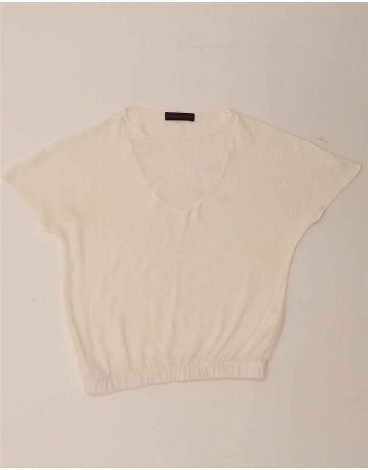 TRUSSARDI Womens Blouse Top IT 40 Small White Polyester Vintage Trussardi and Second-Hand Trussardi from Messina Hembry 