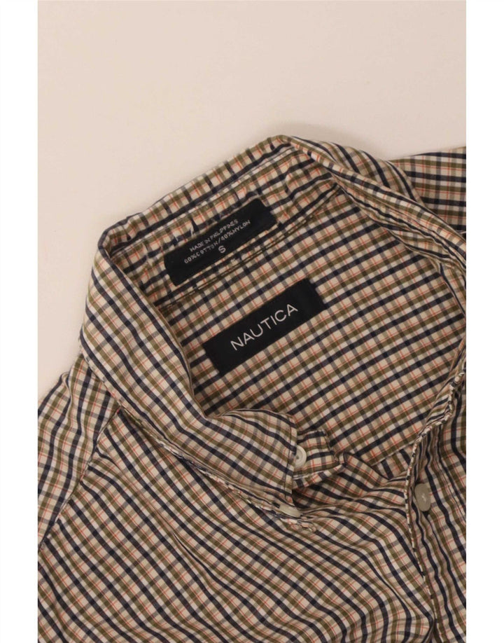 Nautica Camisa Manga Corta Hombre Small Algodón Cuadros Multicolores