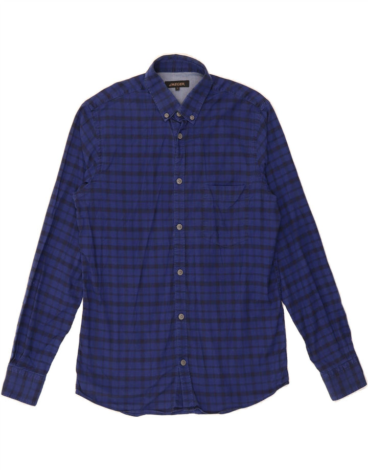 JAEGER Mens Shirt Small Blue Check Cotton Vintage Jaeger and Second-Hand Jaeger from Messina Hembry 
