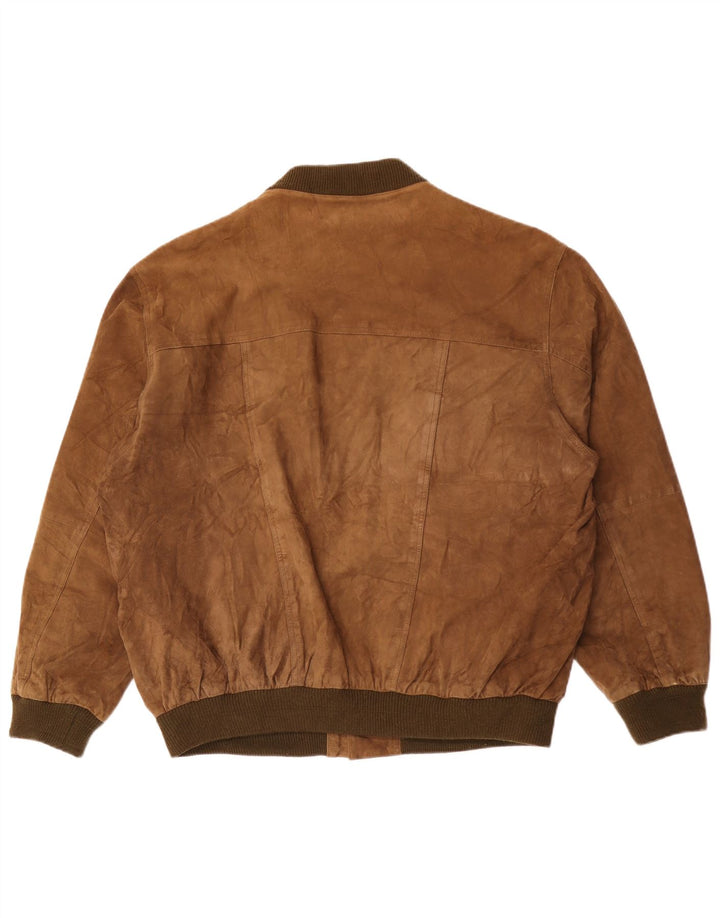 Vintage hombres bombardero ante chaqueta IT 52 XL cuero marrón