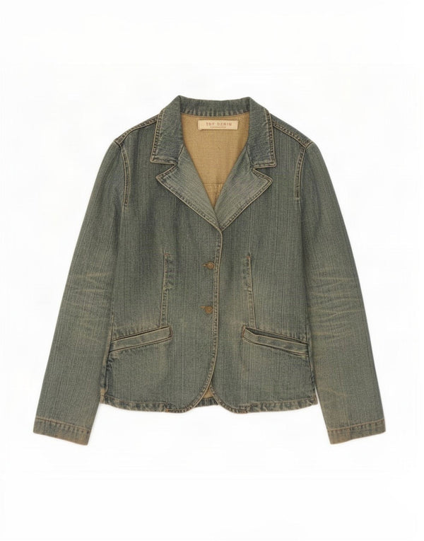 Zara Mujer Trafaluc Chaqueta Americana De Mezclilla De 2 Botones Reino Unido 40 Algodón Azul Medio