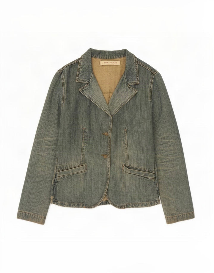 Zara Mujer Trafaluc Chaqueta Americana De Mezclilla De 2 Botones Reino Unido 40 Algodón Azul Medio