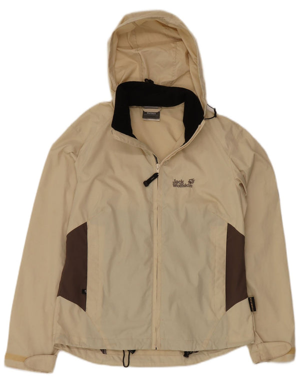 JACK WOLFSKIN Chaqueta impermeable extragrande para mujer UK 10 Small Beige Colorblock