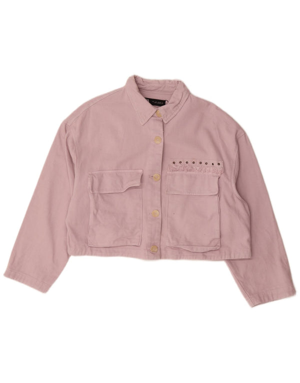 Zara Mujer Crop Chaqueta Vaquera Extragrande UK 46 Grande Algodón Rosa