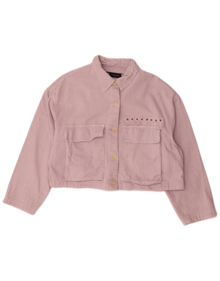 Zara Mujer Crop Chaqueta Vaquera Extragrande UK 46 Grande Algodón Rosa