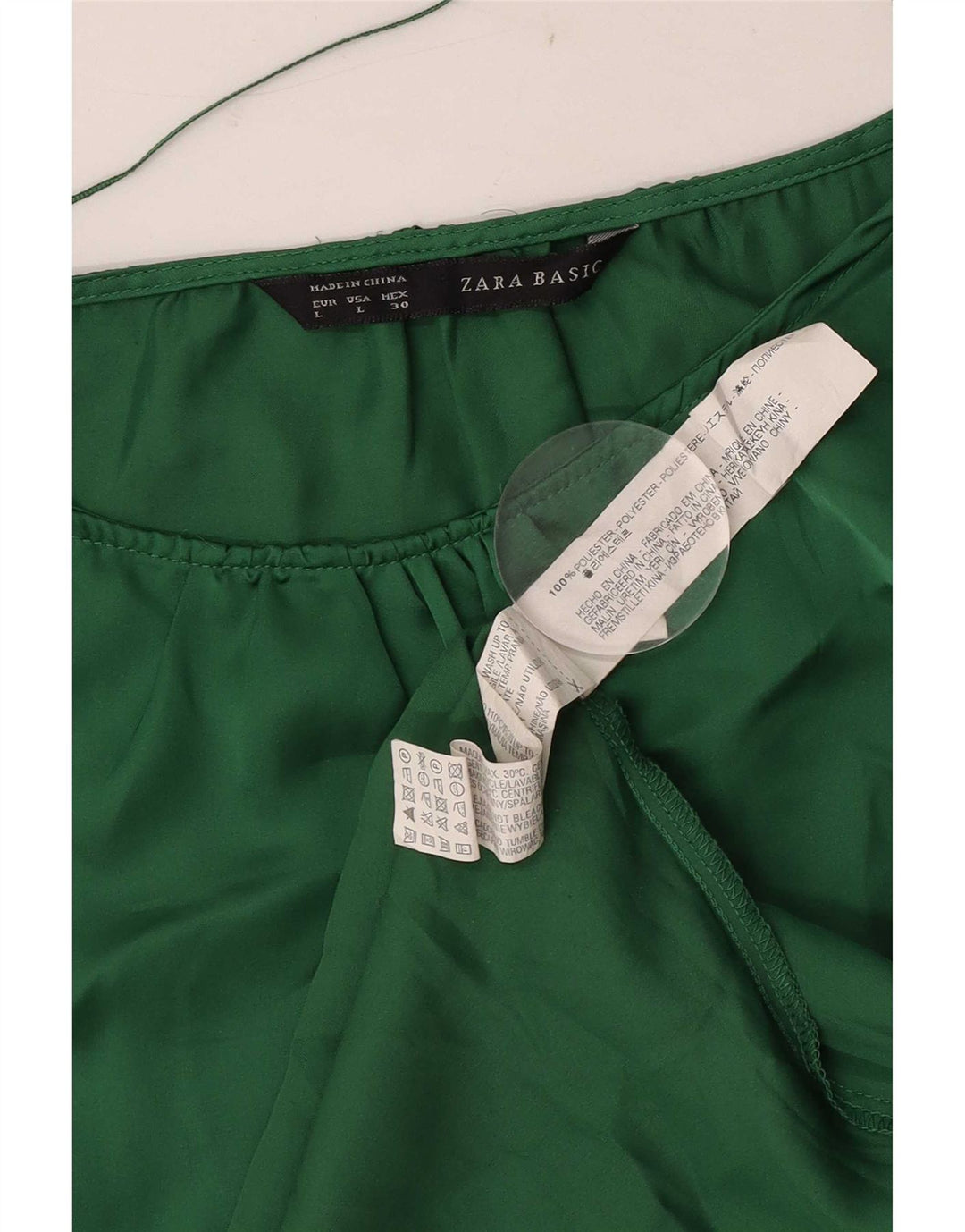 Zara Mujer Blusa Top UK 44 Grande Poliéster Verde