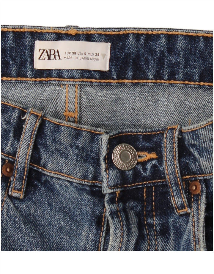 Zara Pantalones cortos de mezclilla desgastados para mujer EU 38 Small W28 Azul