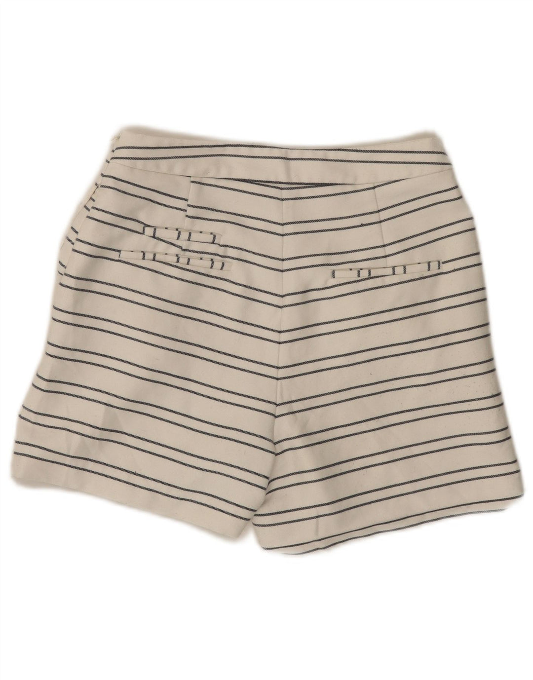 Zara Mujer Pantalones Cortos Chinos De Cintura Alta Pequeño W26 Poliéster De Rayas Blancas