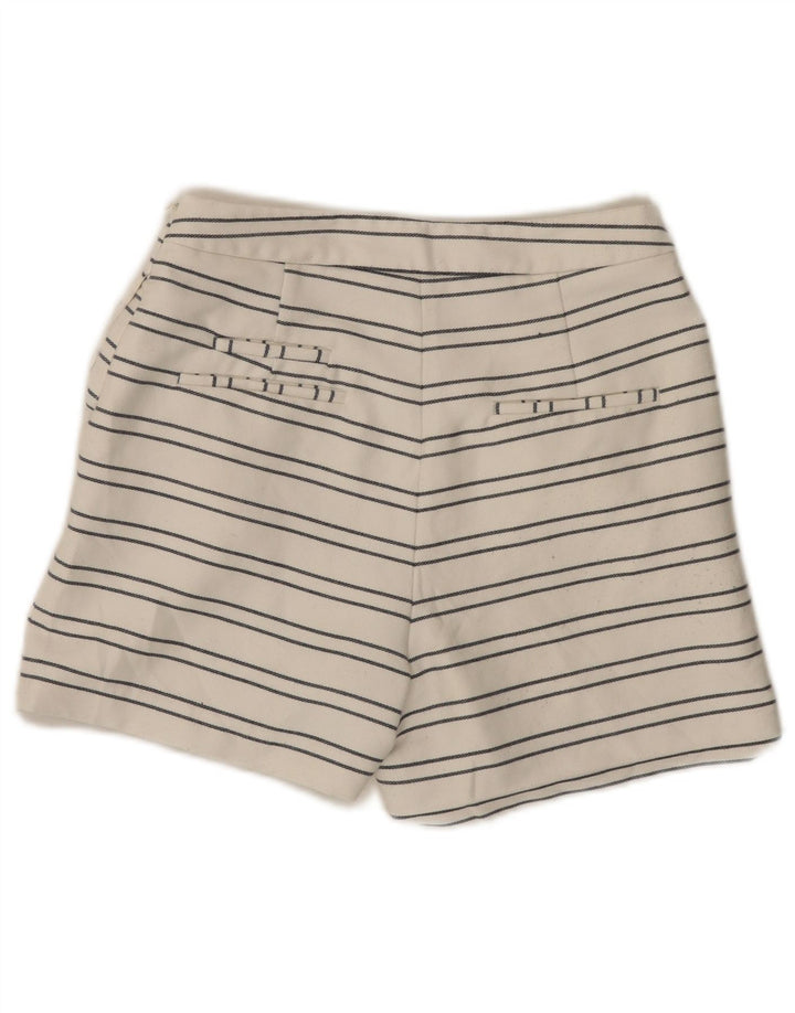 Zara Mujer Pantalones Cortos Chinos De Cintura Alta Pequeño W26 Poliéster De Rayas Blancas