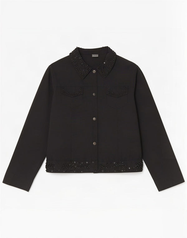 Roccobarocco Chaqueta Bomber para Mujer IT 46 Grande Algodón Negro