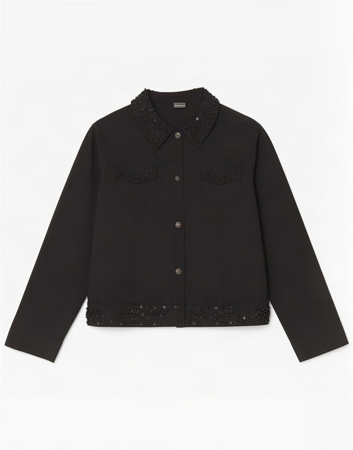 Roccobarocco Chaqueta Bomber para Mujer IT 46 Grande Algodón Negro