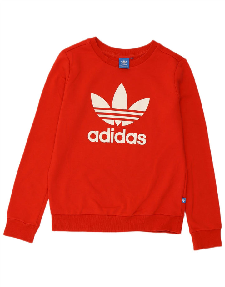 Adidas - Sudadera gráfica para mujer, talla 8, color rojo