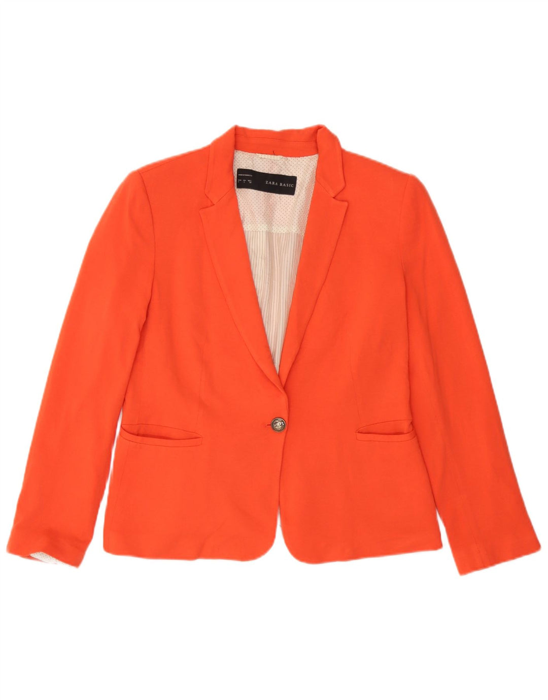 Zara Chaqueta Blazer De 1 Botón para Mujer UK 44 Grande Viscosa Naranja