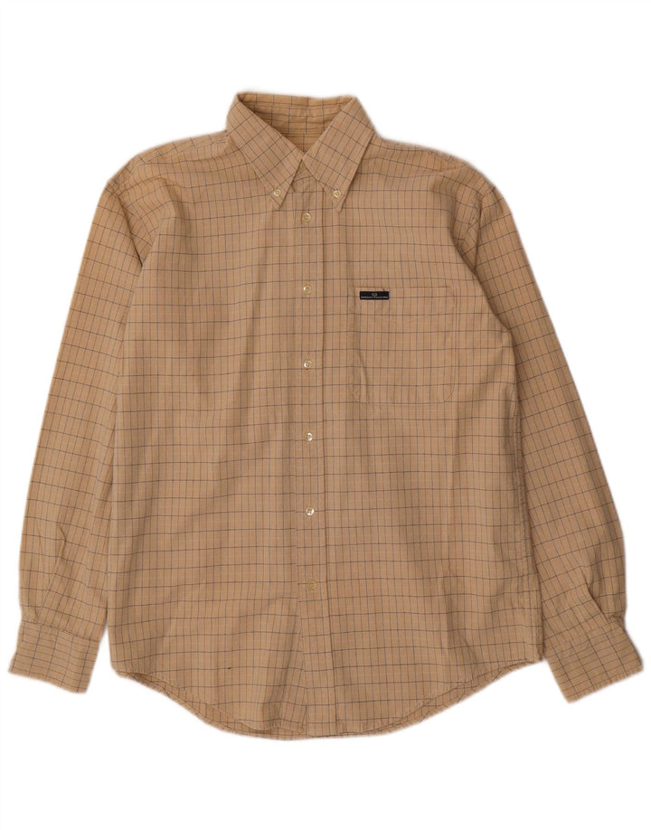 Camisa Hombre Sergio Tacchini Algodón Cuadros Beige Medio