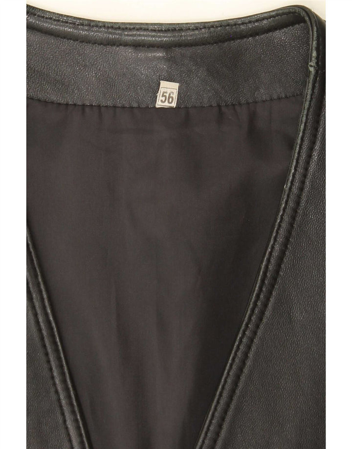 Chaleco de cuero vintage para hombre IT 56 3XL Negro