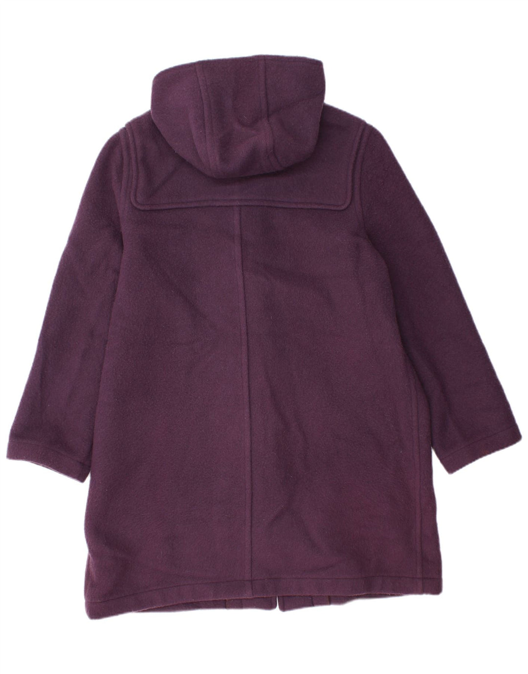 Vintage mujer con capucha Duffle abrigo Reino Unido 14 lana púrpura grande