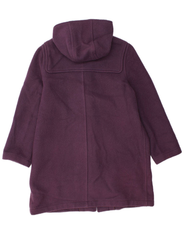 Vintage mujer con capucha Duffle abrigo Reino Unido 14 lana púrpura grande