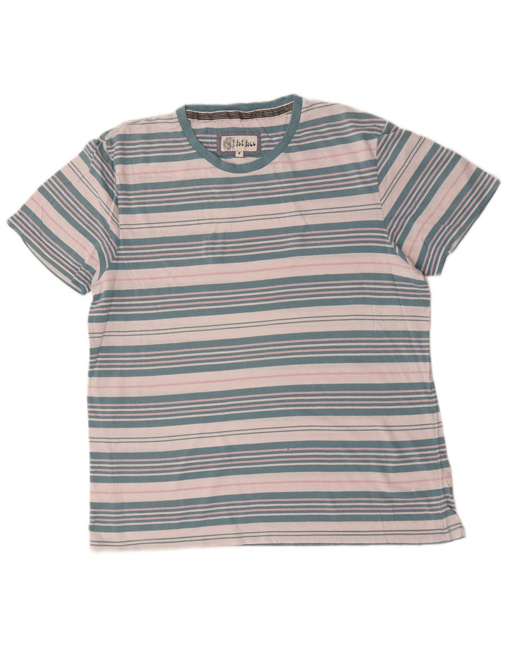 Camiseta para hombre Fat Face Top de algodón a rayas azul medio