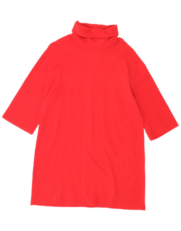 Zara Vestido recto de manga 3/4 para mujer UK 46 Grande Algodón rojo