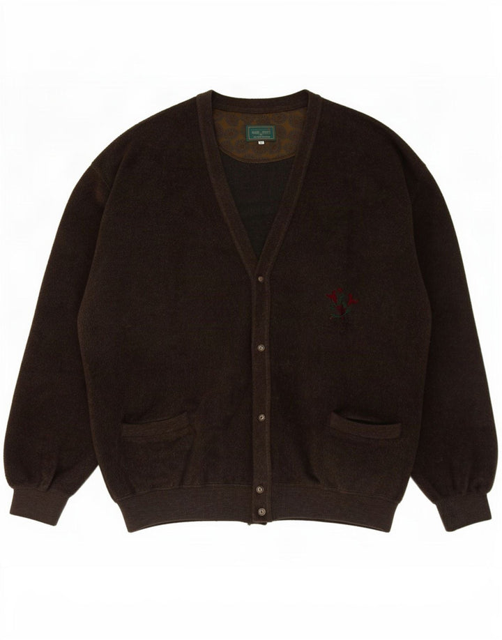 Webb&Scott Cárdigan para hombre XL Lana virgen marrón