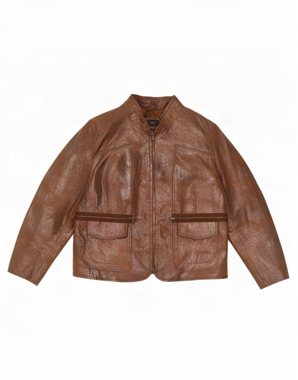 BVS Chaqueta de cuero para mujer EU 43 Grande Marrón