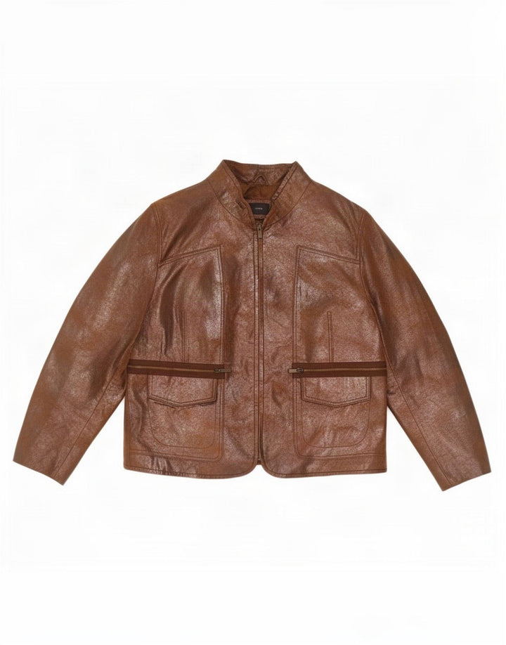 BVS Chaqueta de cuero para mujer EU 43 Grande Marrón