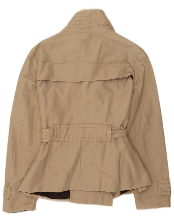 Zara Mujer Gabardina Corta UK 44 Grande Algodón Beige