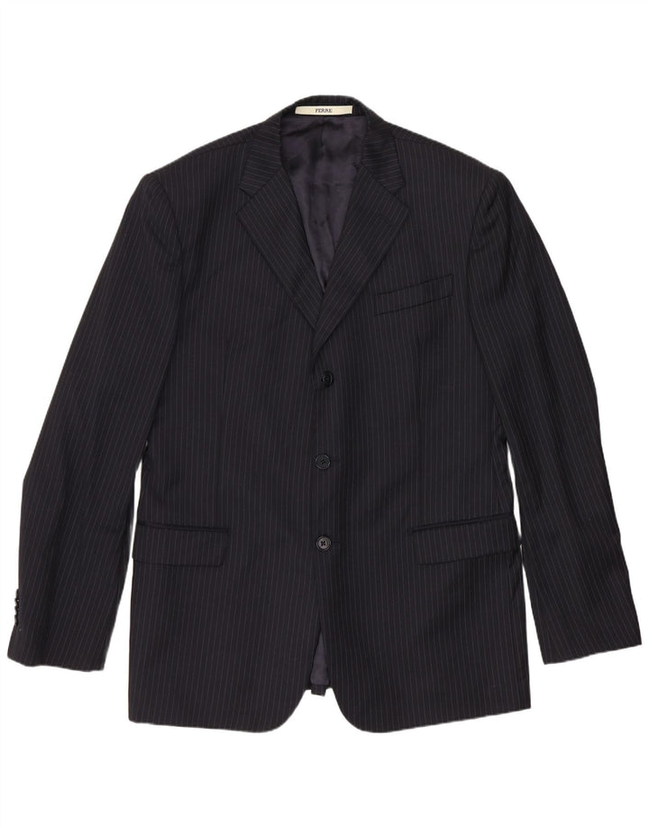 Ferre Chaqueta tipo blazer de 3 botones para hombre IT 54 2XL Lana virgen a rayas azul marino
