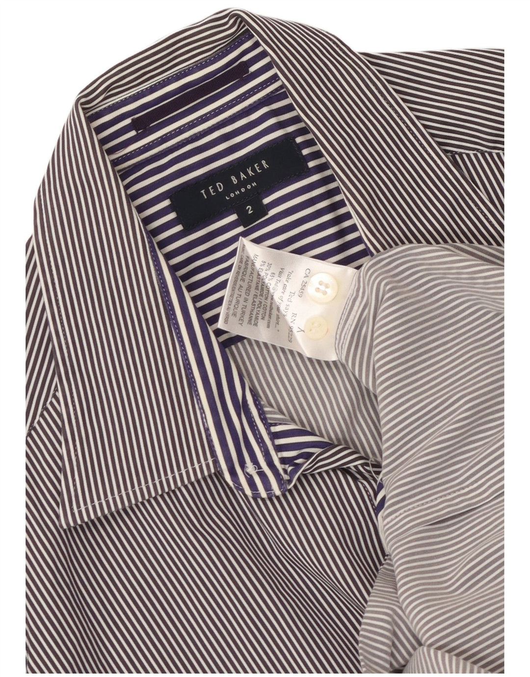 Ted Baker Camisa para hombre Talla 2 Pequeña Algodón a rayas azul marino
