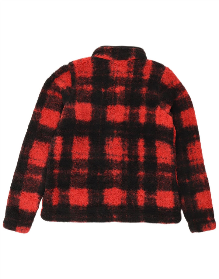 COLUMBIA Jersey polar con cremallera y cuello para mujer UK 44 Poliéster a cuadros rojos medianos