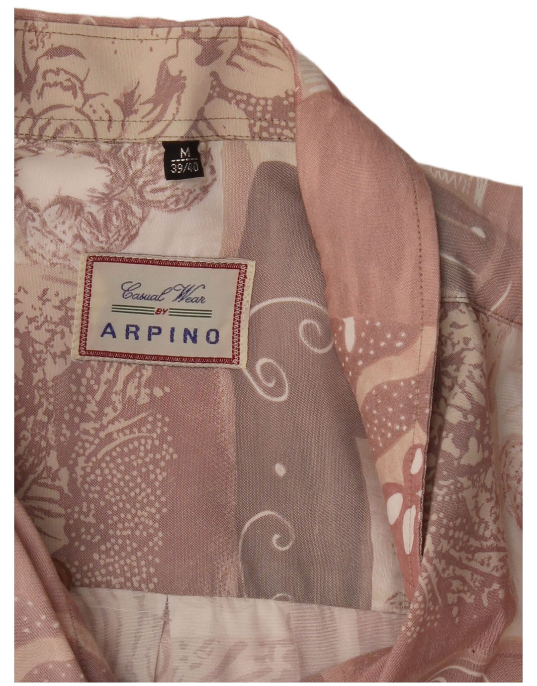 ARPINO Camisa Manga Corta Hombre Talla 39/40 Medium Rosa Patchwork