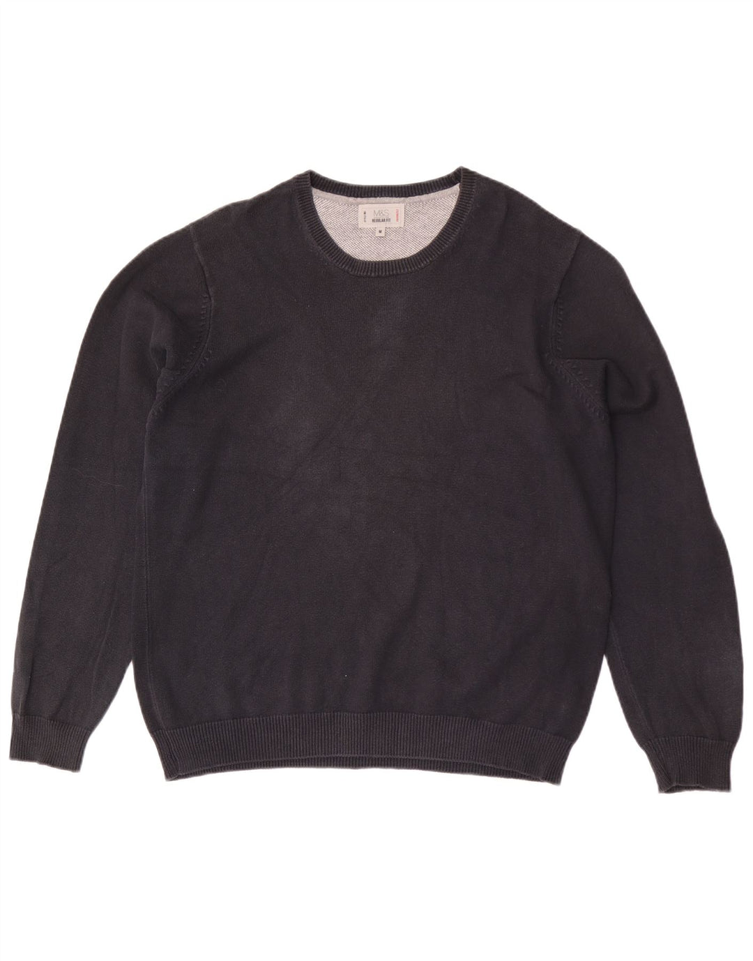 Marks & Spencer Suéter tipo jersey con cuello redondo y ajuste regular para hombre Negro mediano
