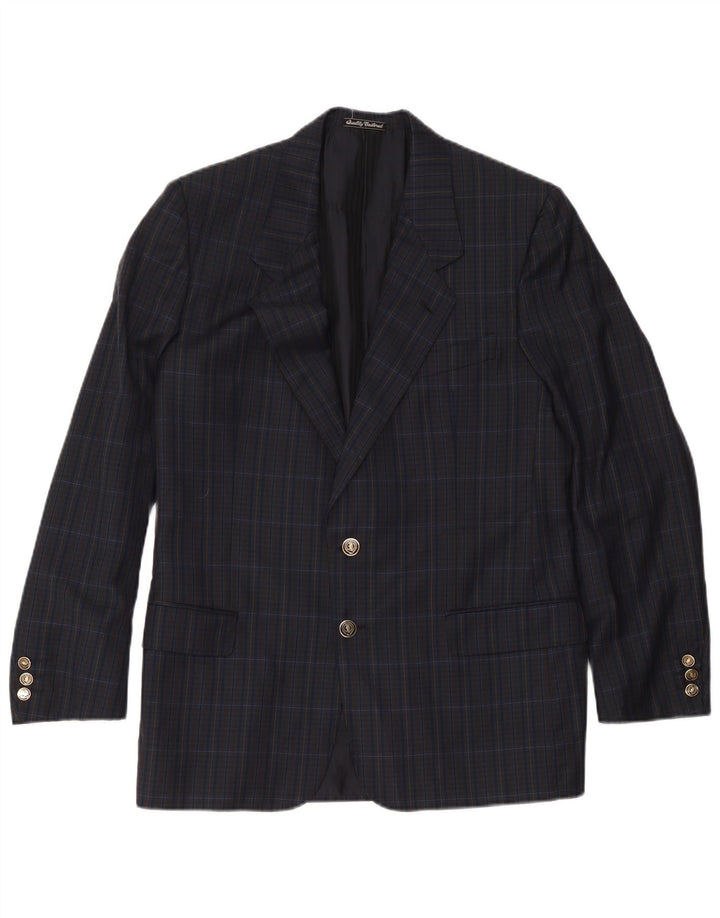 Sidi Chaqueta tipo blazer de 2 botones para hombre UK 38 Medium Navy Blue Check