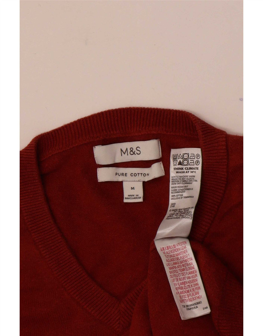 Marks & Spencer Suéter con cuello en V para hombre Algodón rojo medio