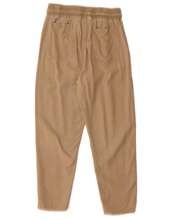 Zara Mujer Pantalón Cropped Slim XS W24 L25 Lyocell Beige