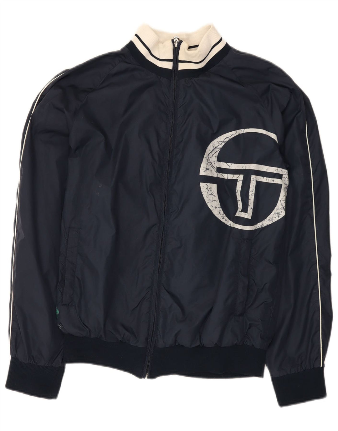 Sergio Tacchini Hombre Gráfico Chándal Top Chaqueta Small Azul Marino Poliamida