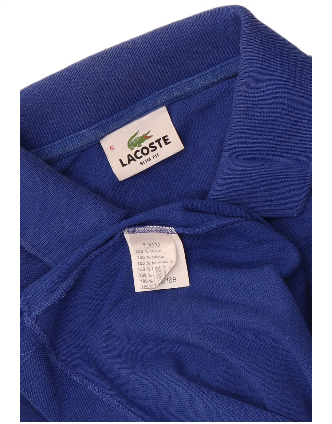 LACOSTE Polo ajustado para hombre talla 5 grande algodón azul