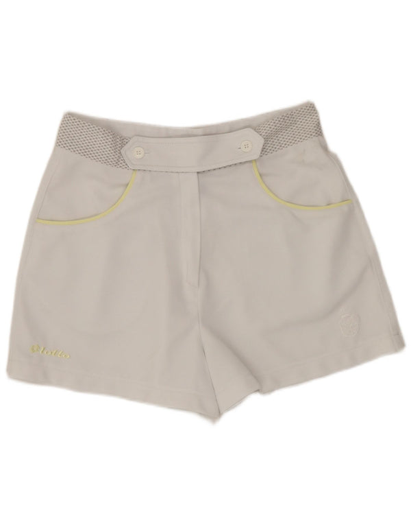 Lotto Pantalones cortos casuales de cintura alta para mujer UK 44 Medium W28 Poliéster blanco